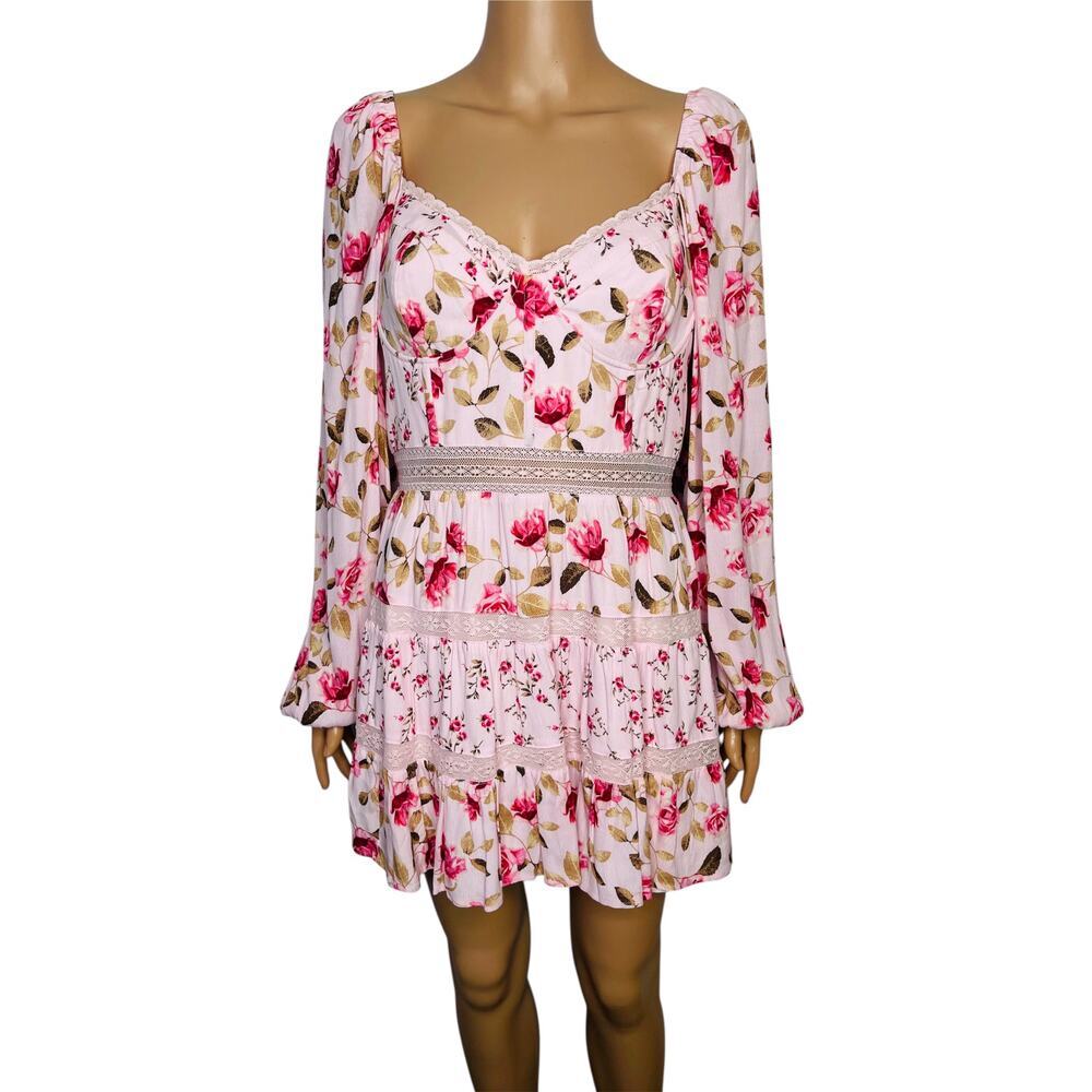 Altar’d State Kate Floral Mini Dress size XL bustier corset bodice cottagecore